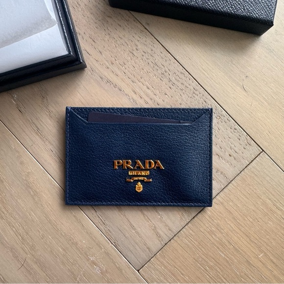 Authentic Prada Leather Navy Blue Cardholder Wallet BRAND NEW - Picture 2 of 4